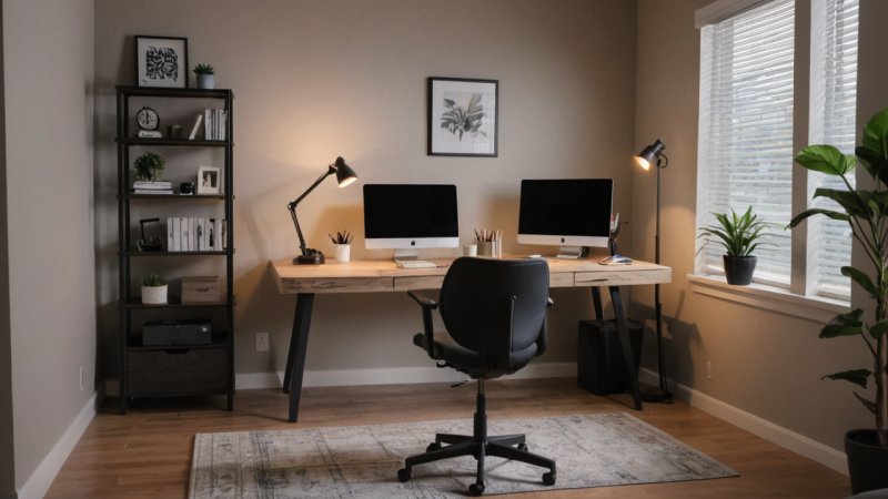 ergonomisk hjemmekontor, produktivitet, arbeidsplassdesign, helse, møbelvalg